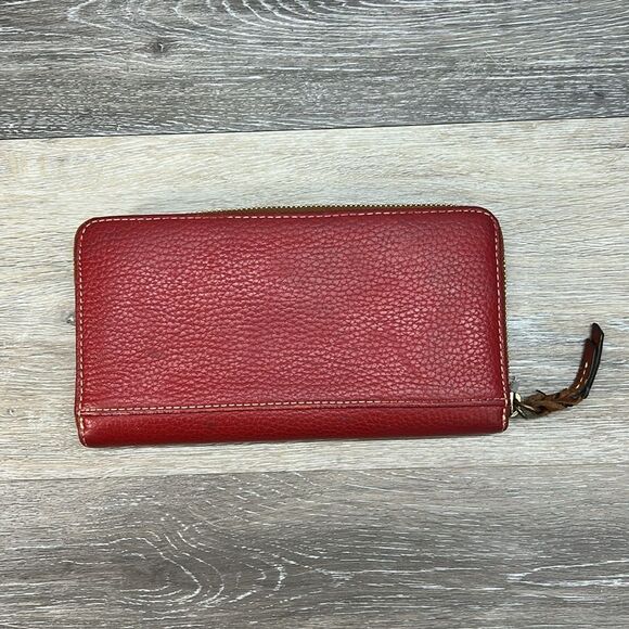 *dooney & bourke red pebble grain full zip wallet - Picture 2 of 16